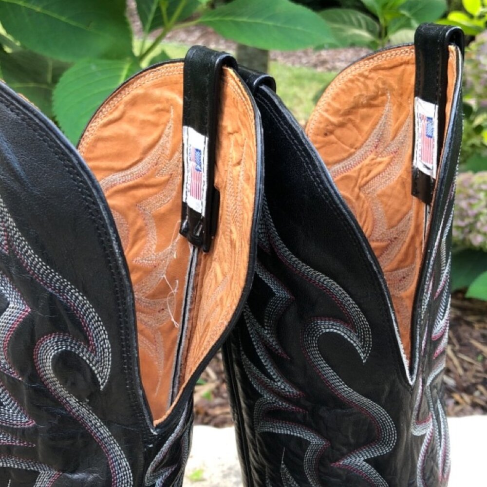 Vintage Nocona Genuine Black Cowhide Leather Boots, Men's, Size 11D - Picture 9 of 16